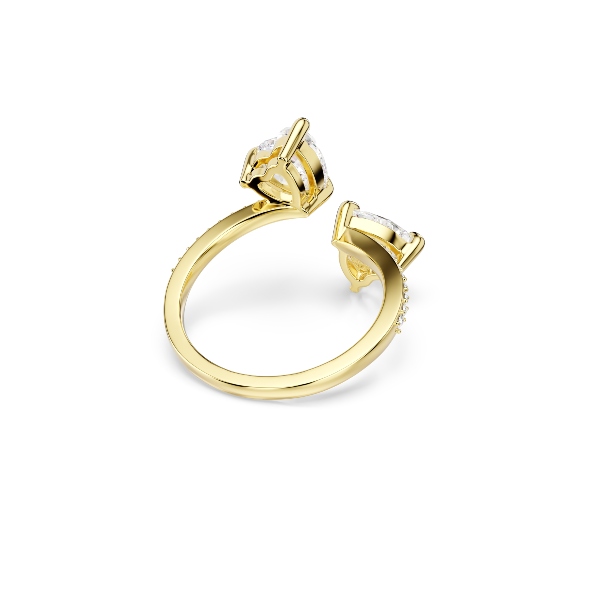 Motif ring, Heart, White, Gold-tone plated Mesmera Swarovski 4