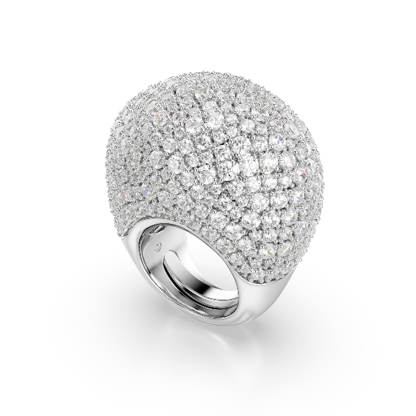 Cocktail ring, Large, White, Rhodium plated Sublima Swarovski 2