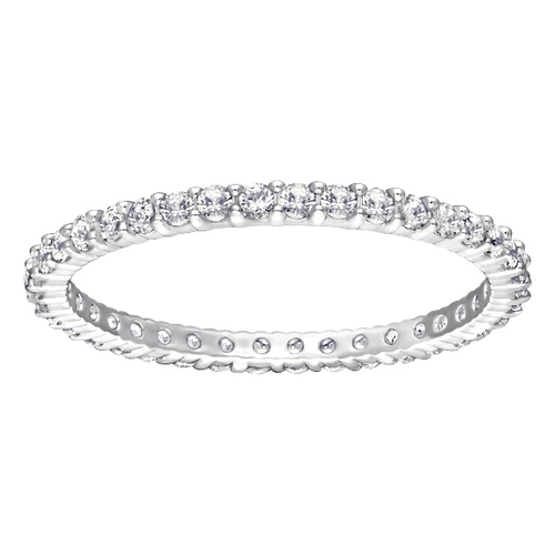 Band Ring, White, Rhodium shiny Matrix Swarovski