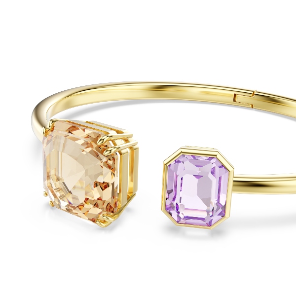Cieta rokassprādze, Astoņstūra griezuma kristāli, Daudzkrāsains, Zelta toņa pārklājums Millenia Swarovski 4