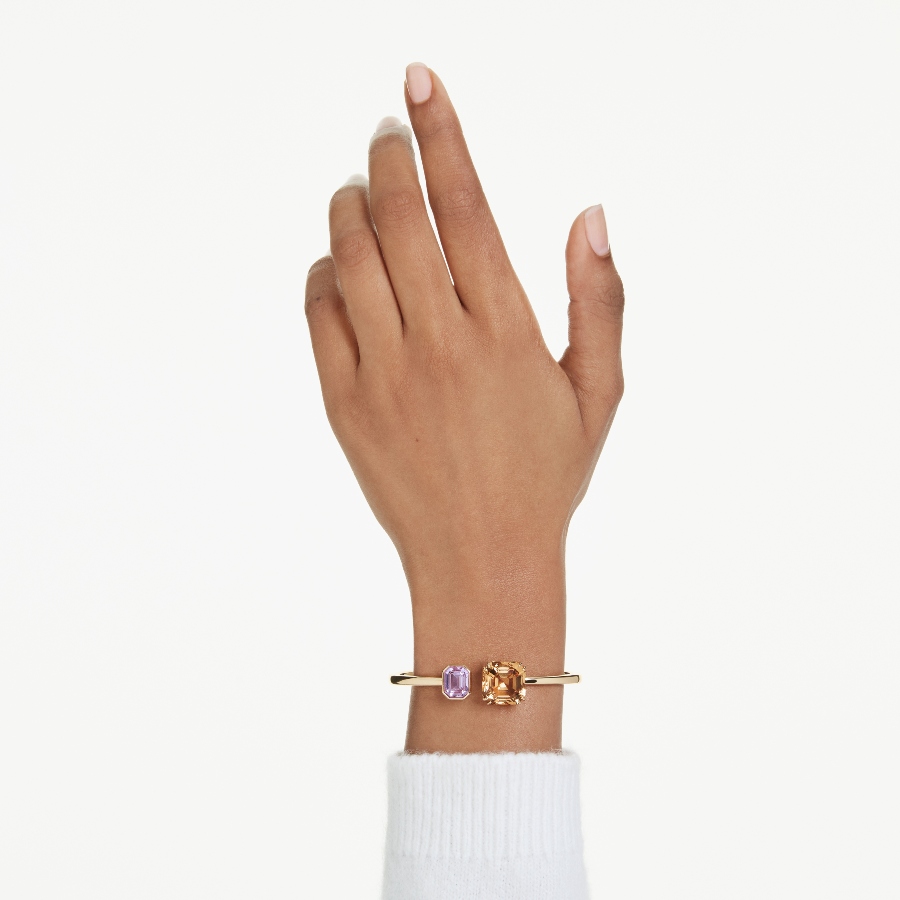 Cieta rokassprādze, Astoņstūra griezuma kristāli, Daudzkrāsains, Zelta toņa pārklājums Millenia Swarovski 6