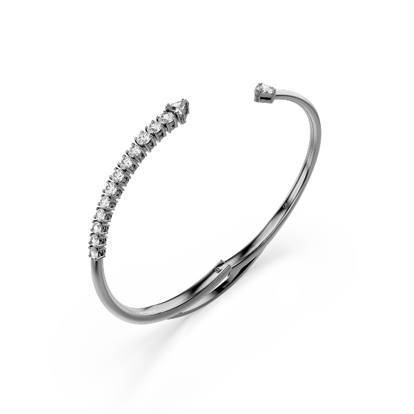 Жёсткий браслет, Белый, Рутениевое покрытие Sublima Swarovski 3