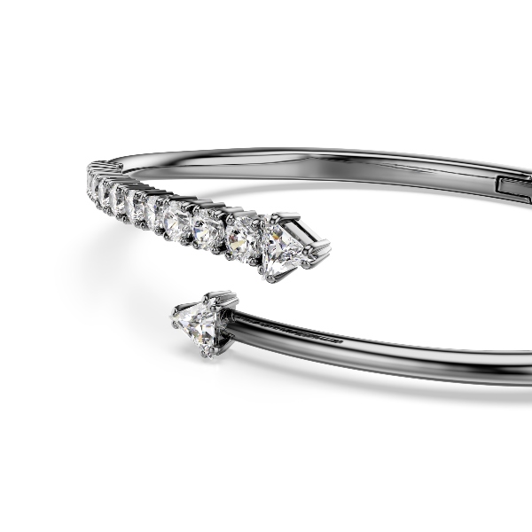 Жёсткий браслет, Белый, Рутениевое покрытие Sublima Swarovski 4