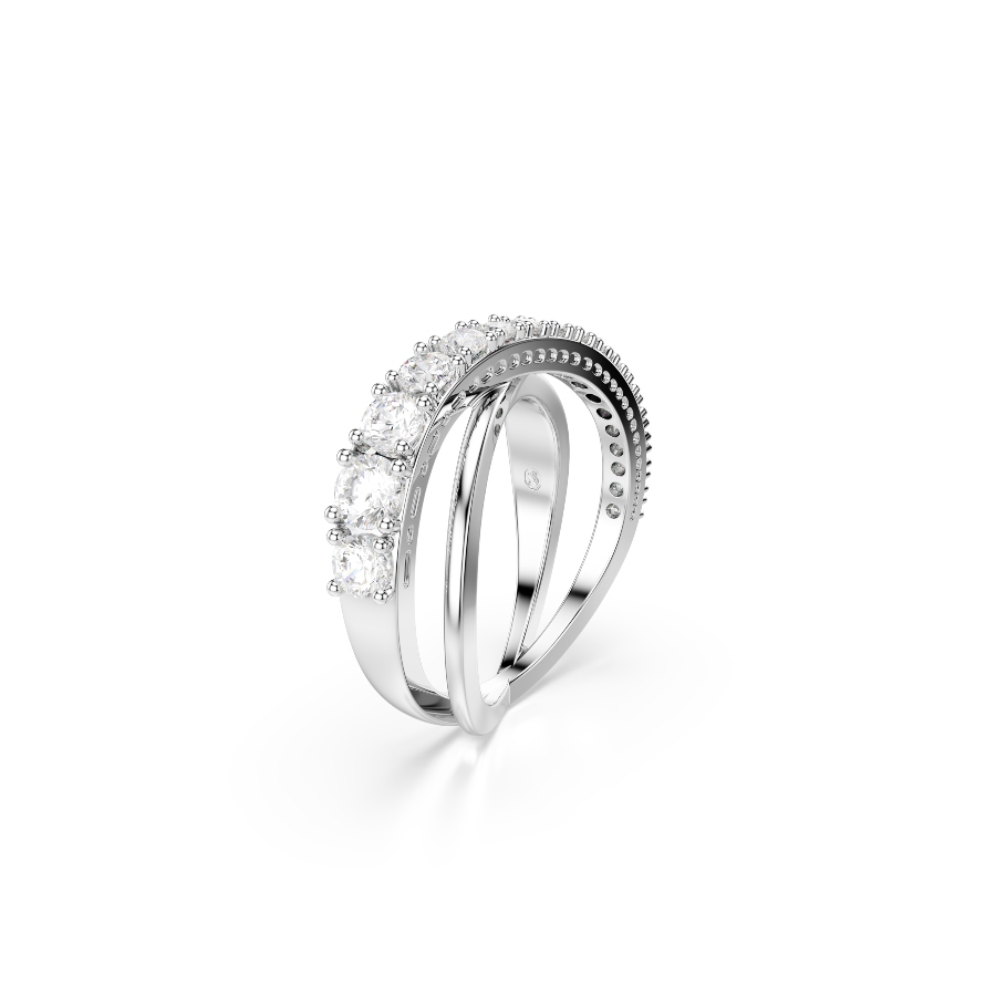 Ring, Mixed cuts, White, Silver-tone finish Hyperbola Swarovski 2