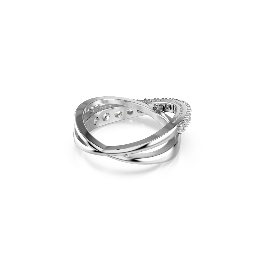 Ring, Mixed cuts, White, Silver-tone finish Hyperbola Swarovski 4