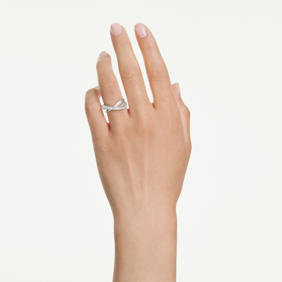 Ring, Mixed cuts, White, Silver-tone finish Hyperbola Swarovski 5