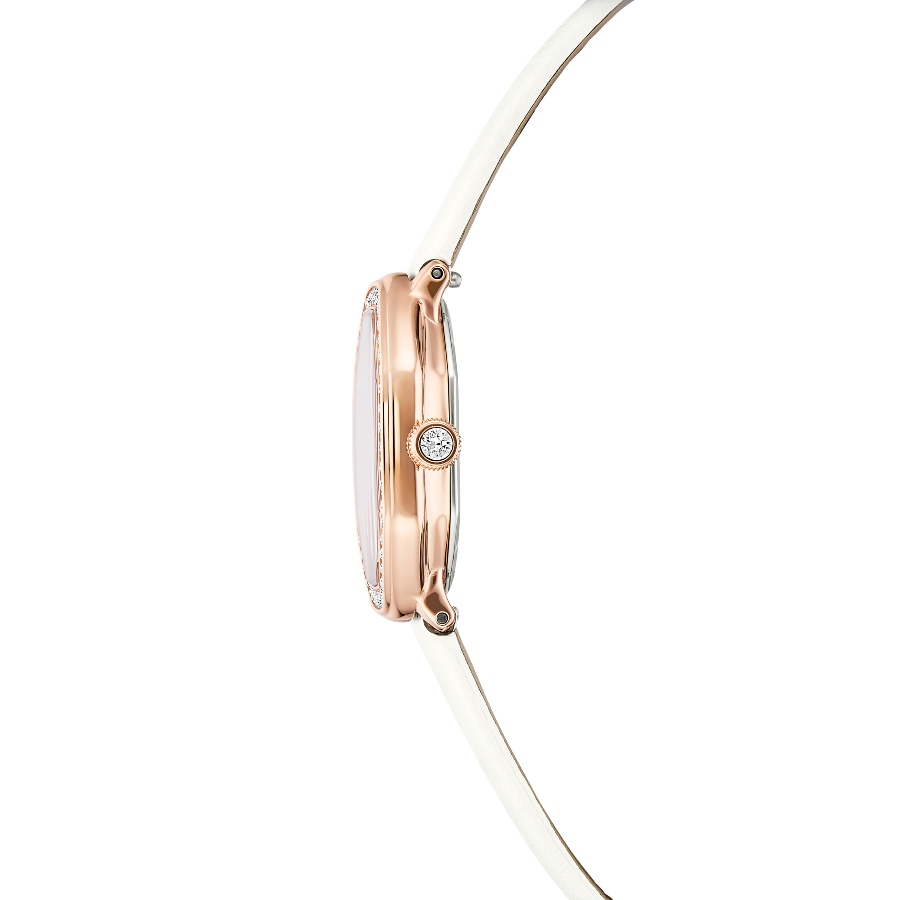 Watch, Swiss Made, Leather strap, White, Rose gold-tone finish Dextera Swarovski 5