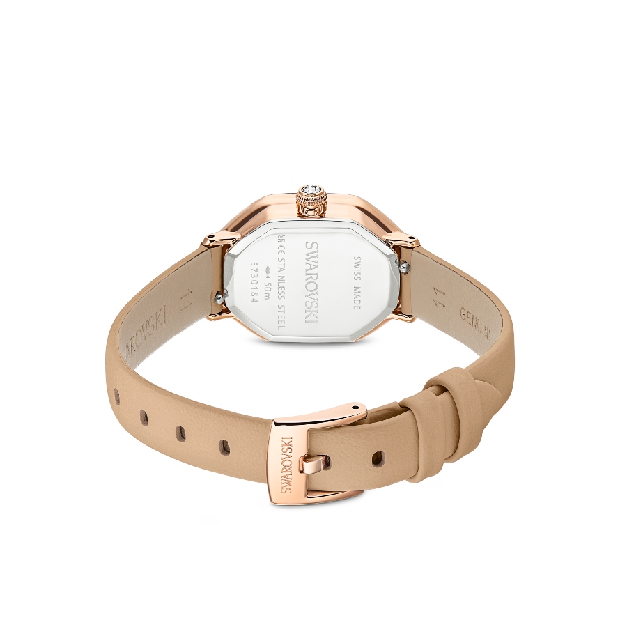 Watch, Swiss Made, Leather strap, Brown, Rose gold-tone finish Dextera Swarovski 3