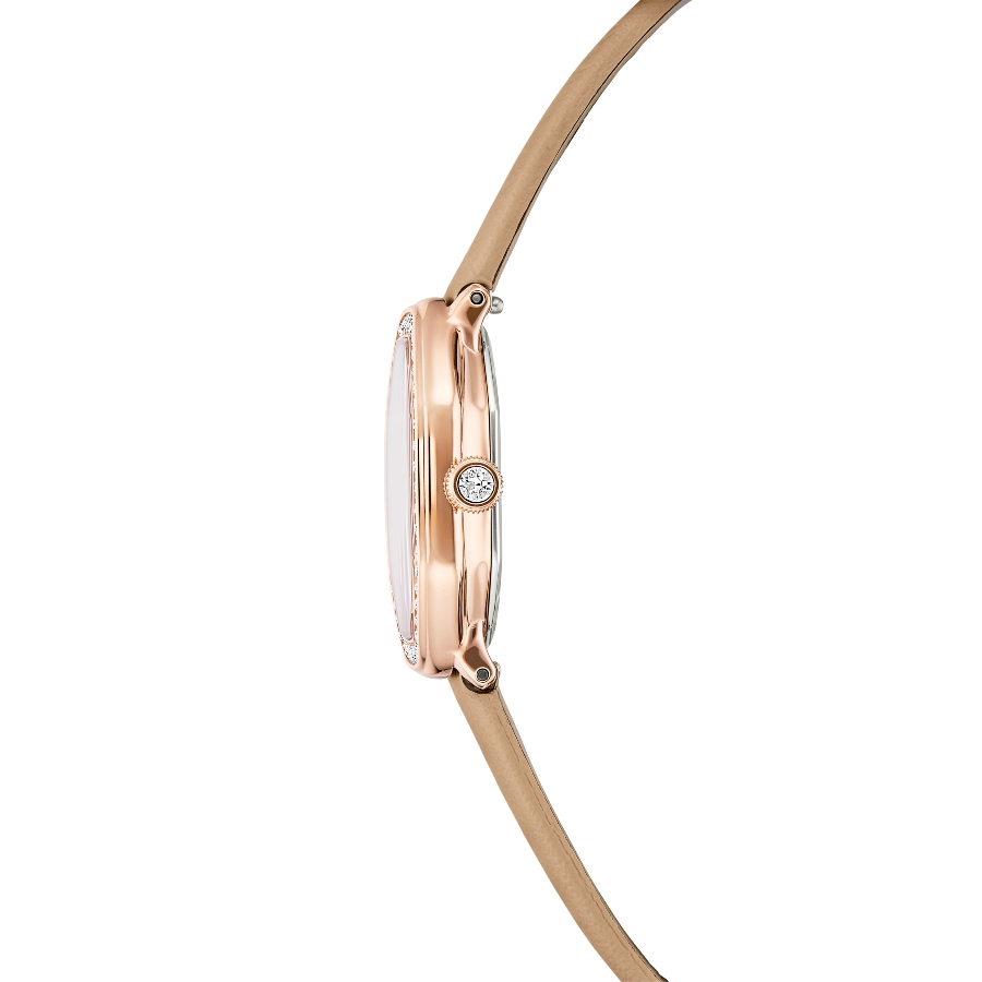 Watch, Swiss Made, Leather strap, Brown, Rose gold-tone finish Dextera Swarovski 5