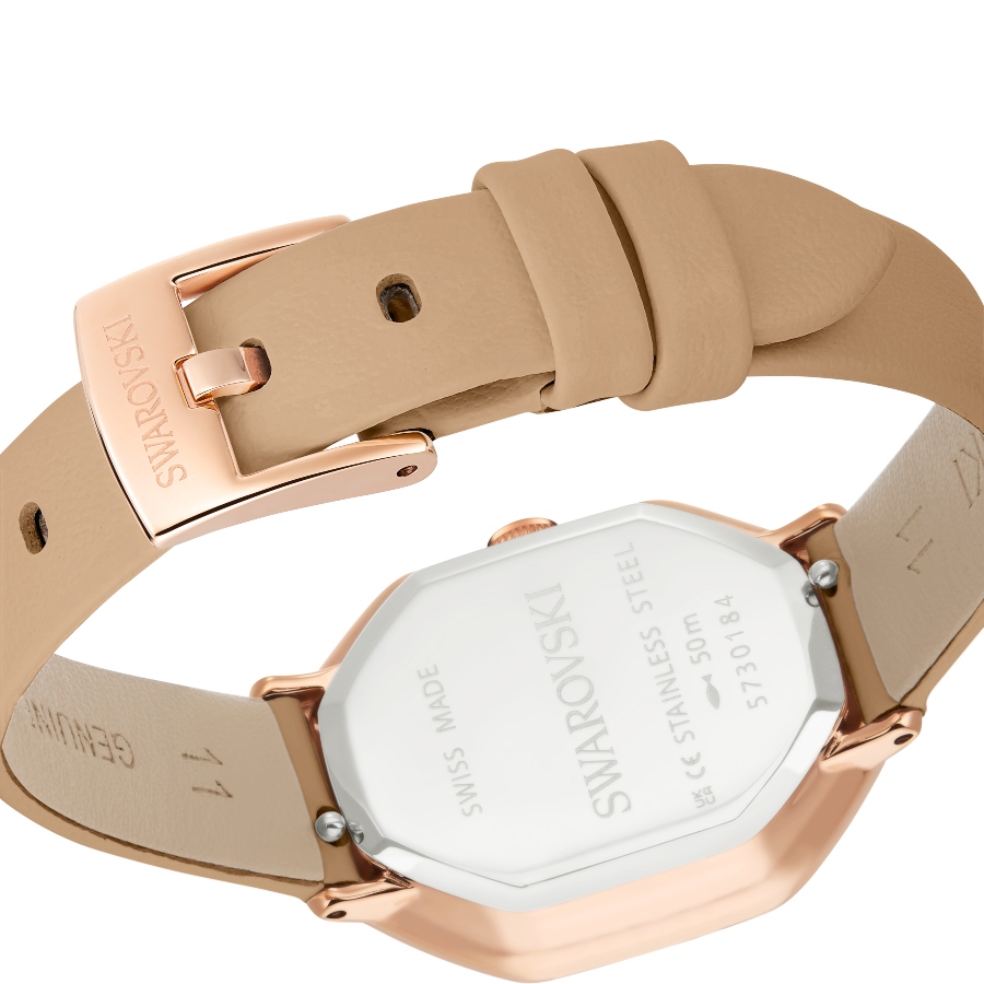 Watch, Swiss Made, Leather strap, Brown, Rose gold-tone finish Dextera Swarovski 7