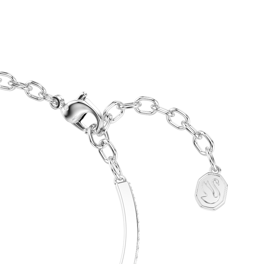 Bangle, Round cut, Pavé, Horse shoe, Blue, Rhodium plated Symbolic Swarovski 3