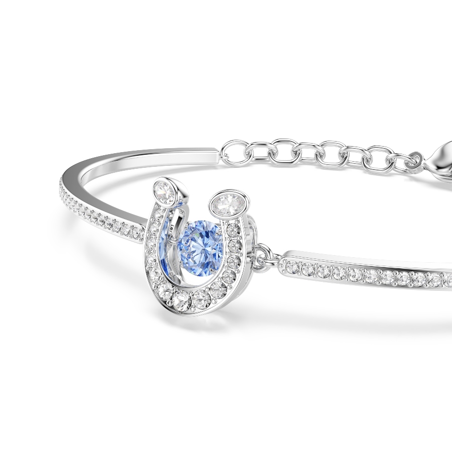 Bangle, Round cut, Pavé, Horse shoe, Blue, Rhodium plated Symbolic Swarovski 4