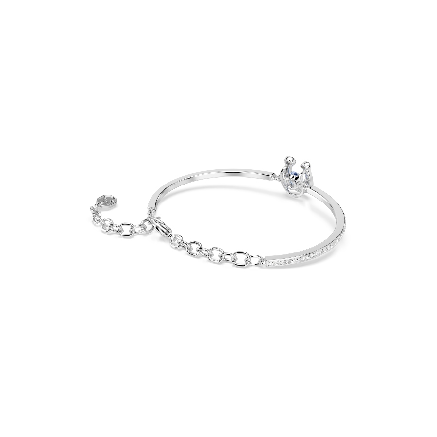 Bangle, Round cut, Pavé, Horse shoe, Blue, Rhodium plated Symbolic Swarovski 5