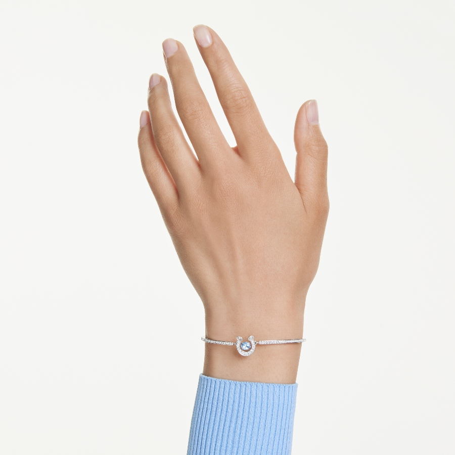 Bangle, Round cut, Pavé, Horse shoe, Blue, Rhodium plated Symbolic Swarovski 6