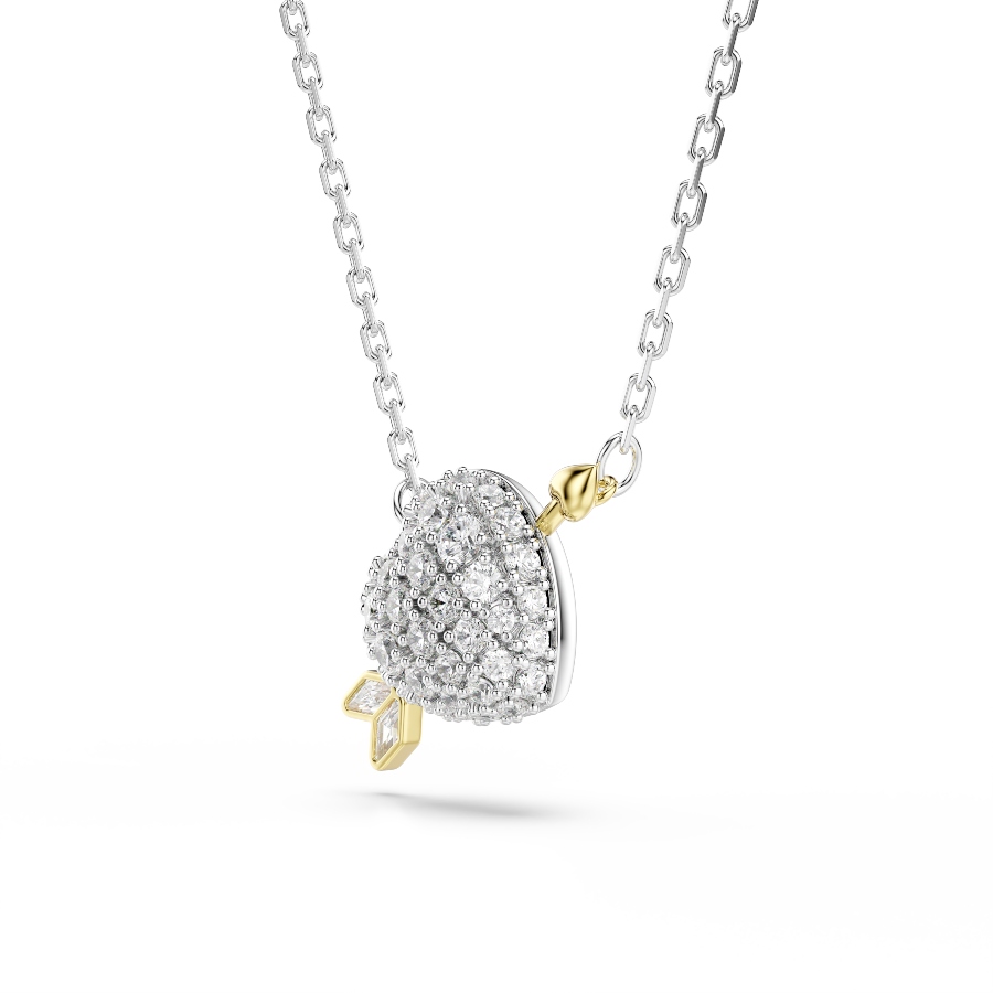 Pendant, Mixed cuts, Heart, White, Mixed metal finish Idyllia Swarovski 3