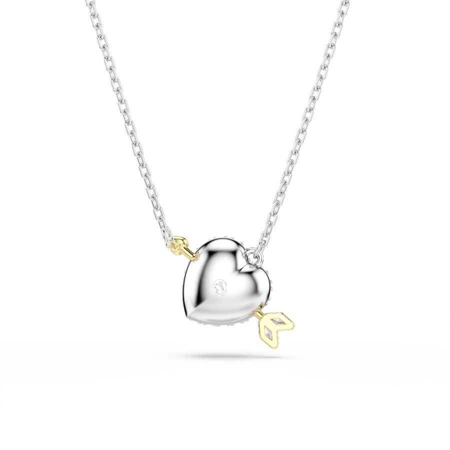 Pendant, Mixed cuts, Heart, White, Mixed metal finish Idyllia Swarovski 5