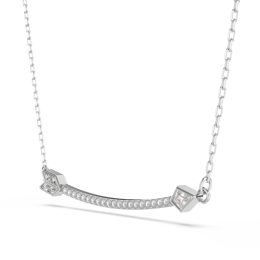 Pendant, Mixed cuts, Arrow, White, Rhodium plated Idyllia Swarovski 3