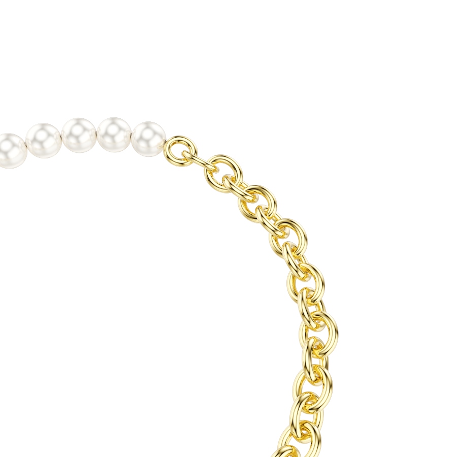 Bracelet, Crystal pearl, White, Gold-tone plated Idyllia Swarovski 3