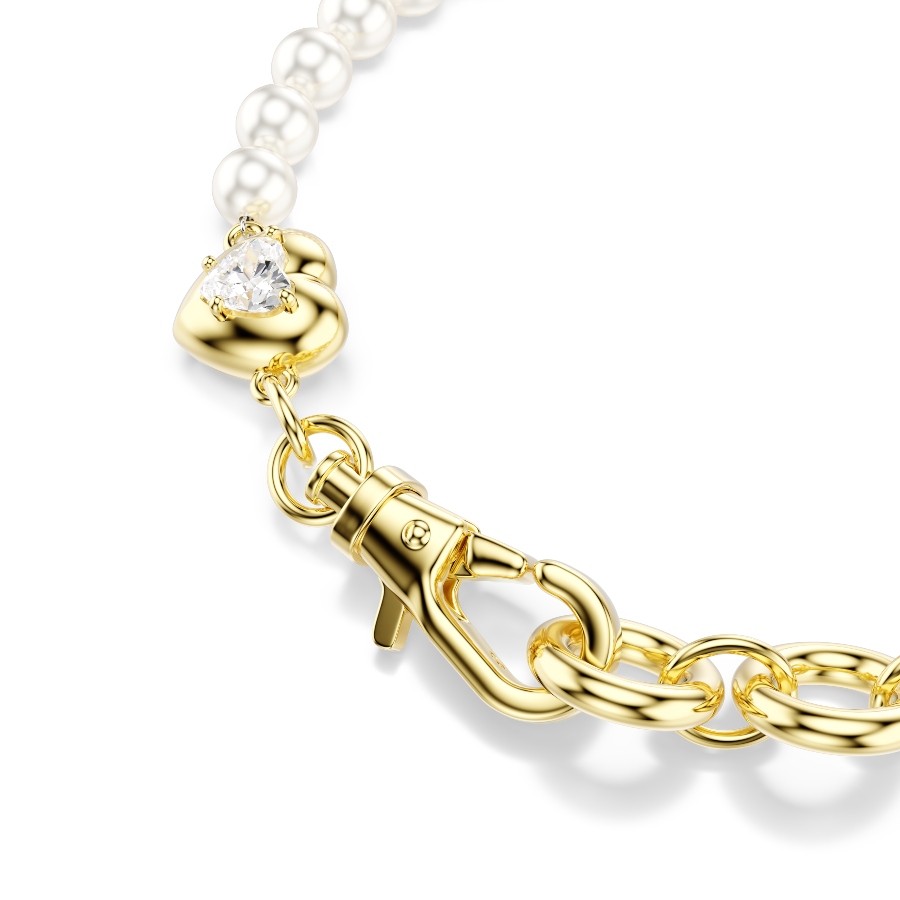 Bracelet, Crystal pearl, White, Gold-tone plated Idyllia Swarovski 4