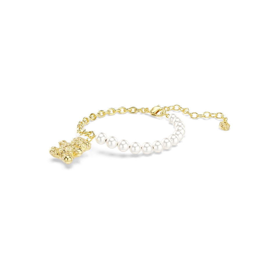 Bracelet, Crystal pearl, Round cut, Teddy, Gold tone, Gold-tone plated Idyllia Swarovski 2