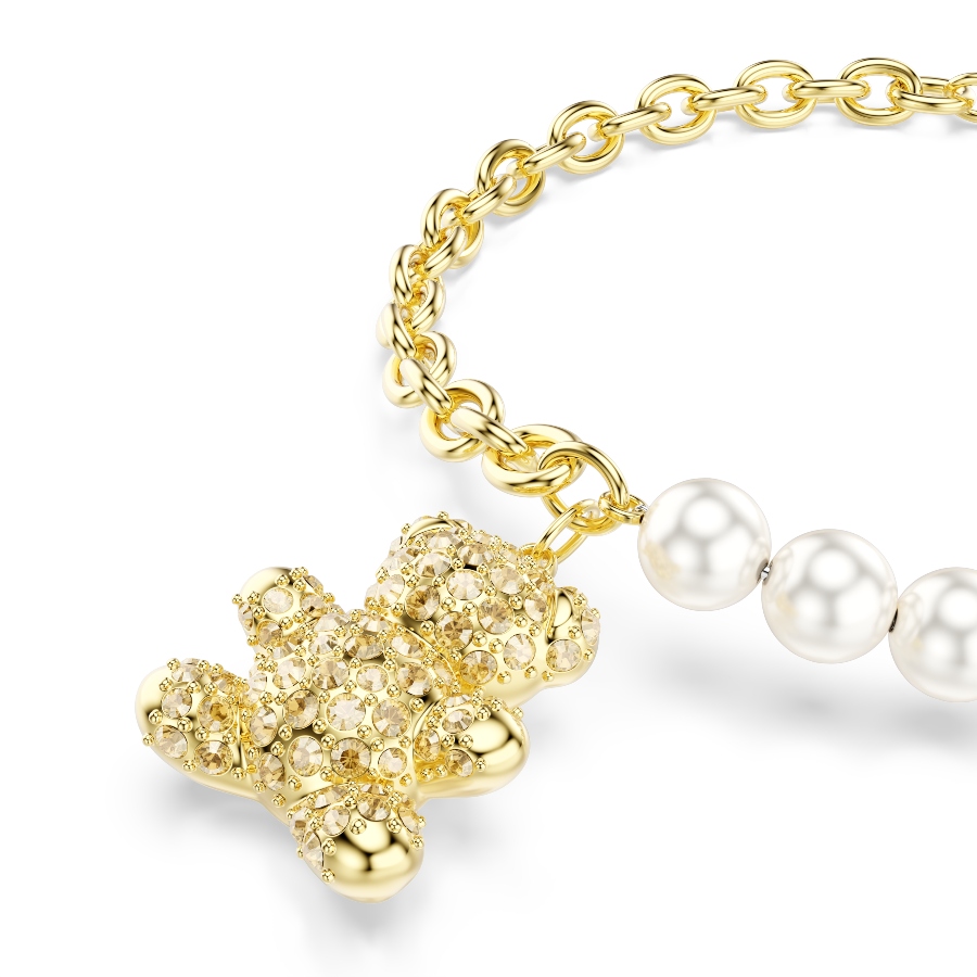 Bracelet, Crystal pearl, Round cut, Teddy, Gold tone, Gold-tone plated Idyllia Swarovski 4