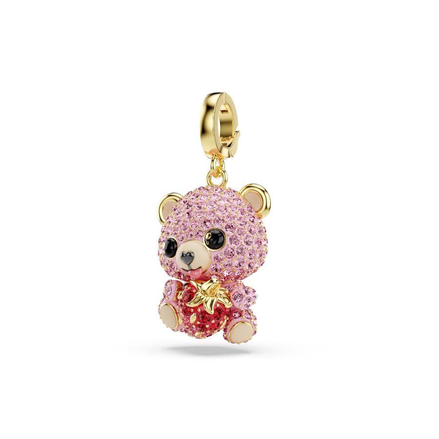 Charm, Mixed cuts, Teddy, Pink, Gold-tone plated Idyllia Swarovski 2