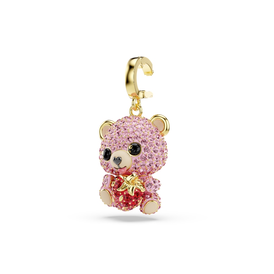Charm, Mixed cuts, Teddy, Pink, Gold-tone plated Idyllia Swarovski 3