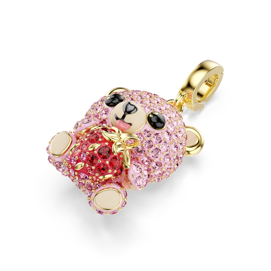 Charm, Mixed cuts, Teddy, Pink, Gold-tone plated Idyllia Swarovski 4