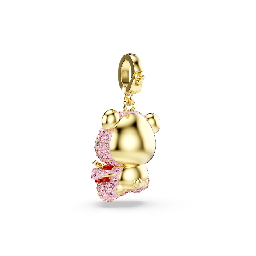 Charm, Mixed cuts, Teddy, Pink, Gold-tone plated Idyllia Swarovski 5