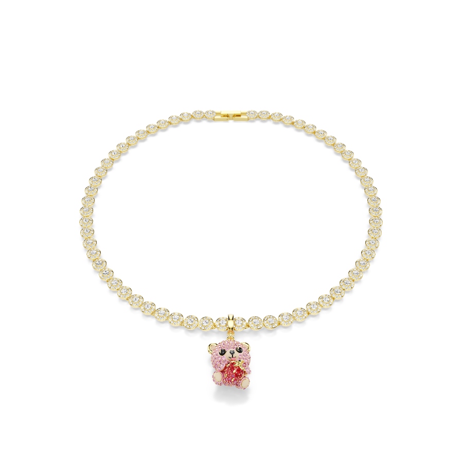 Charm, Mixed cuts, Teddy, Pink, Gold-tone plated Idyllia Swarovski 6