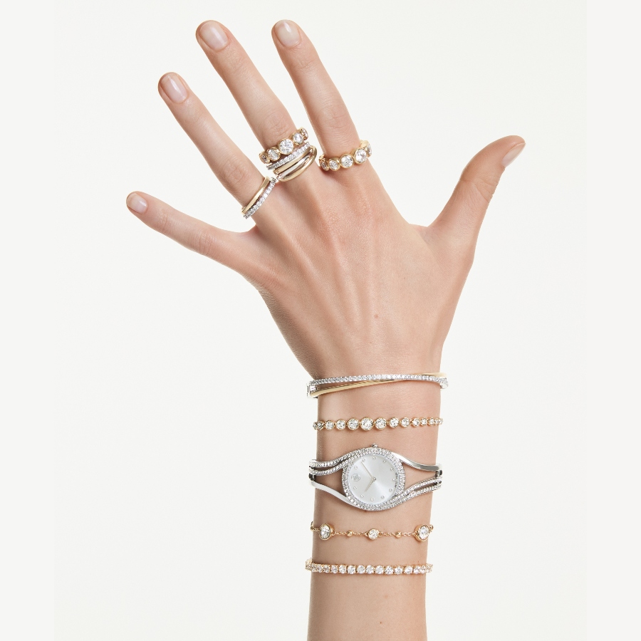 Коктейльное кольцо, Круглая огранка, Белое, Отделка из разных металлов Hyperbola Swarovski 7