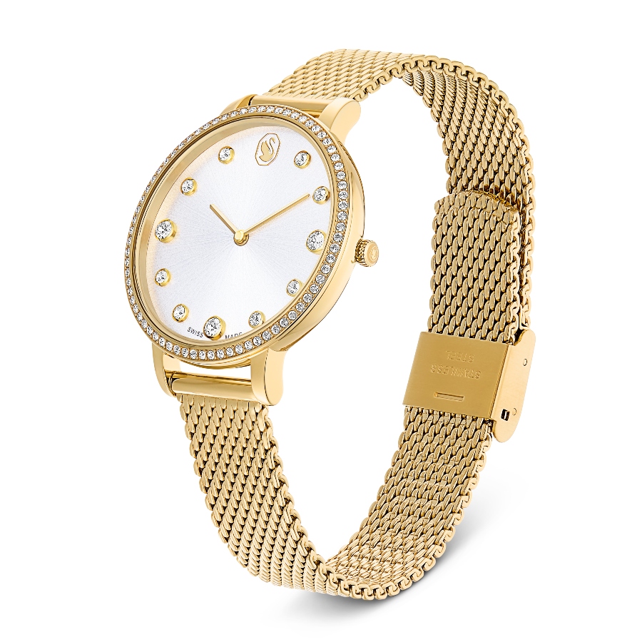 Watch, Swiss Made, Metal bracelet, Gold tone, Gold-tone finish Clarica Swarovski 2