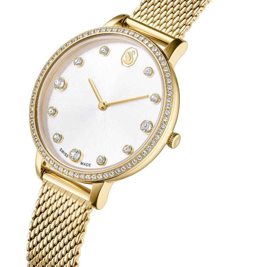 Watch, Swiss Made, Metal bracelet, Gold tone, Gold-tone finish Clarica Swarovski 4