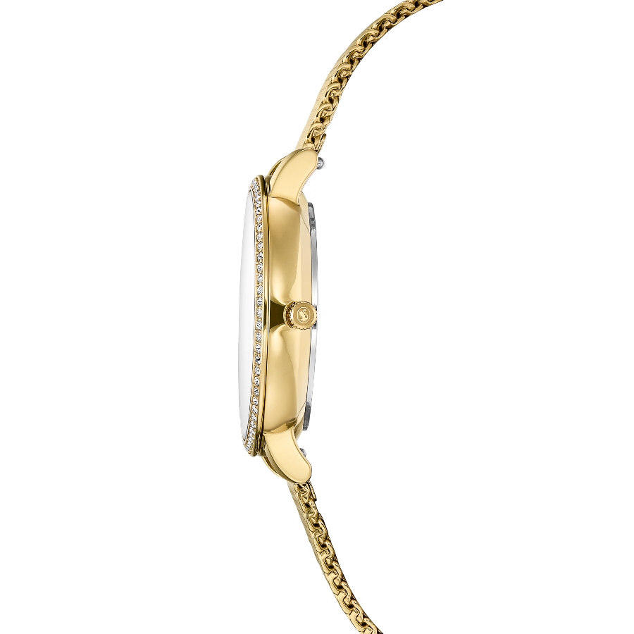 Watch, Swiss Made, Metal bracelet, Gold tone, Gold-tone finish Clarica Swarovski 5