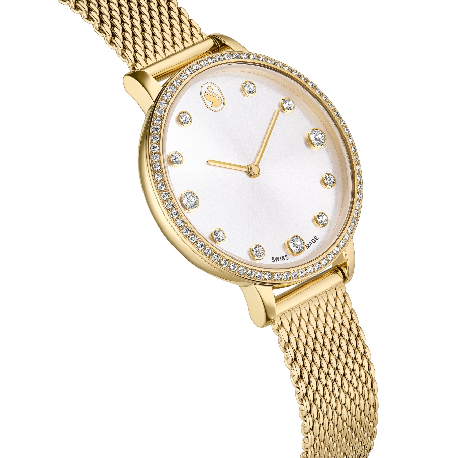 Watch, Swiss Made, Metal bracelet, Gold tone, Gold-tone finish Clarica Swarovski 6