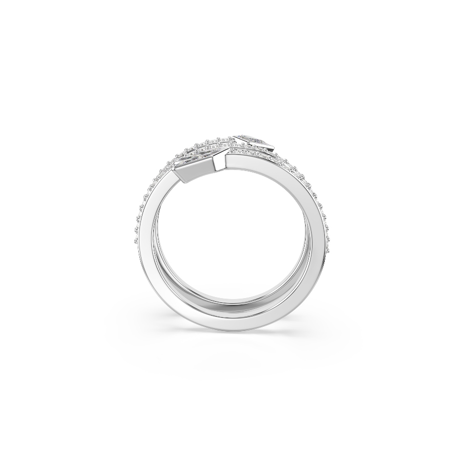 Motif ring, Mixed cuts, Arrow, White, Rhodium plated Idyllia Swarovski 3