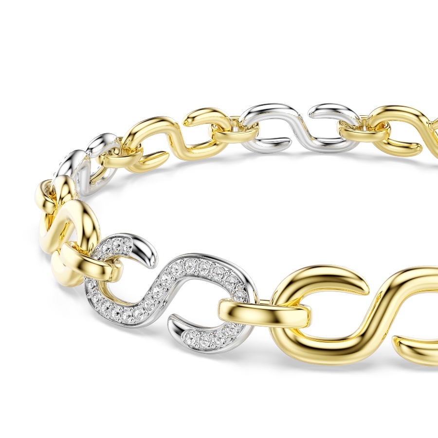 Браслет, Круглая огранка, Белый, Отделка из разных металлов Dextera Swarovski 4