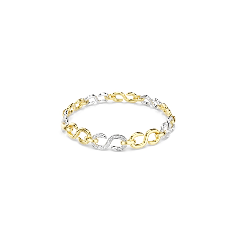 Браслет, Круглая огранка, Белый, Отделка из разных металлов Dextera Swarovski 5