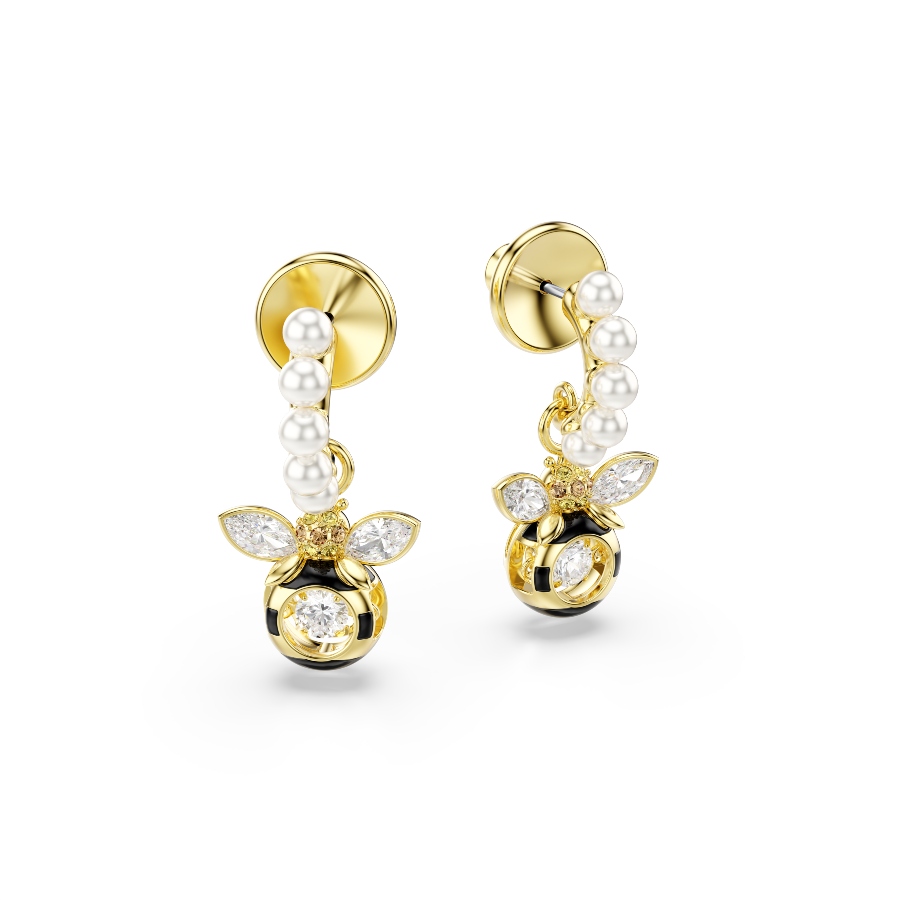 Серьги-подвески, Пчела, разноцветные, Покрытие оттенка золота Idyllia Swarovski 3