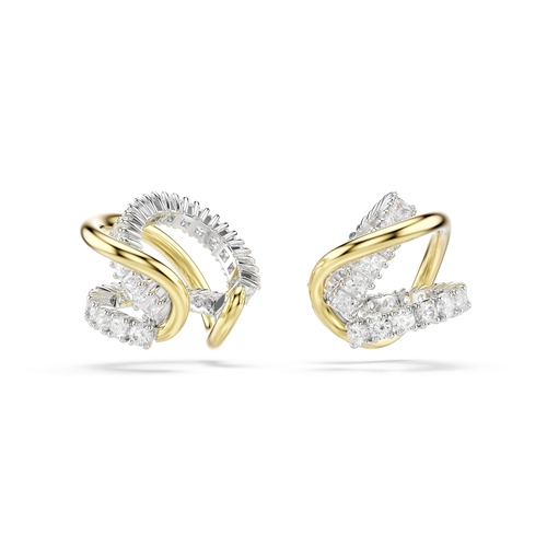 Ear cuffs, Mixed cuts, White, Mixed metal finish Hyperbola Swarovski