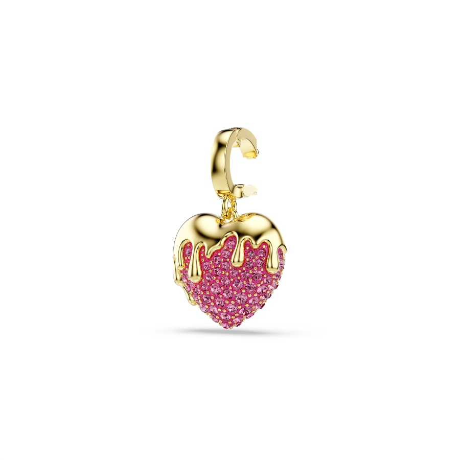 Charm, Круглая огранка, Сердце, розовый, Покрытие оттенка золота Idyllia Swarovski 3