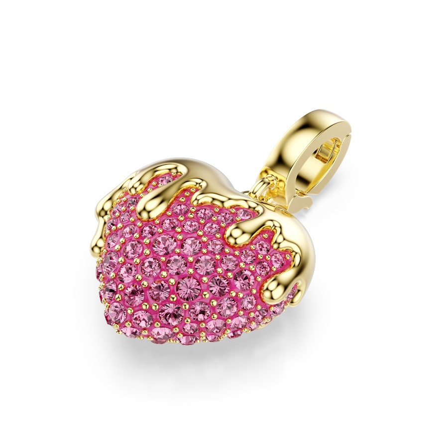 Charm, Круглая огранка, Сердце, розовый, Покрытие оттенка золота Idyllia Swarovski 4