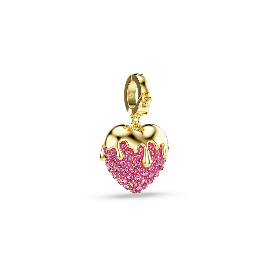 Charm, Круглая огранка, Сердце, розовый, Покрытие оттенка золота Idyllia Swarovski 5