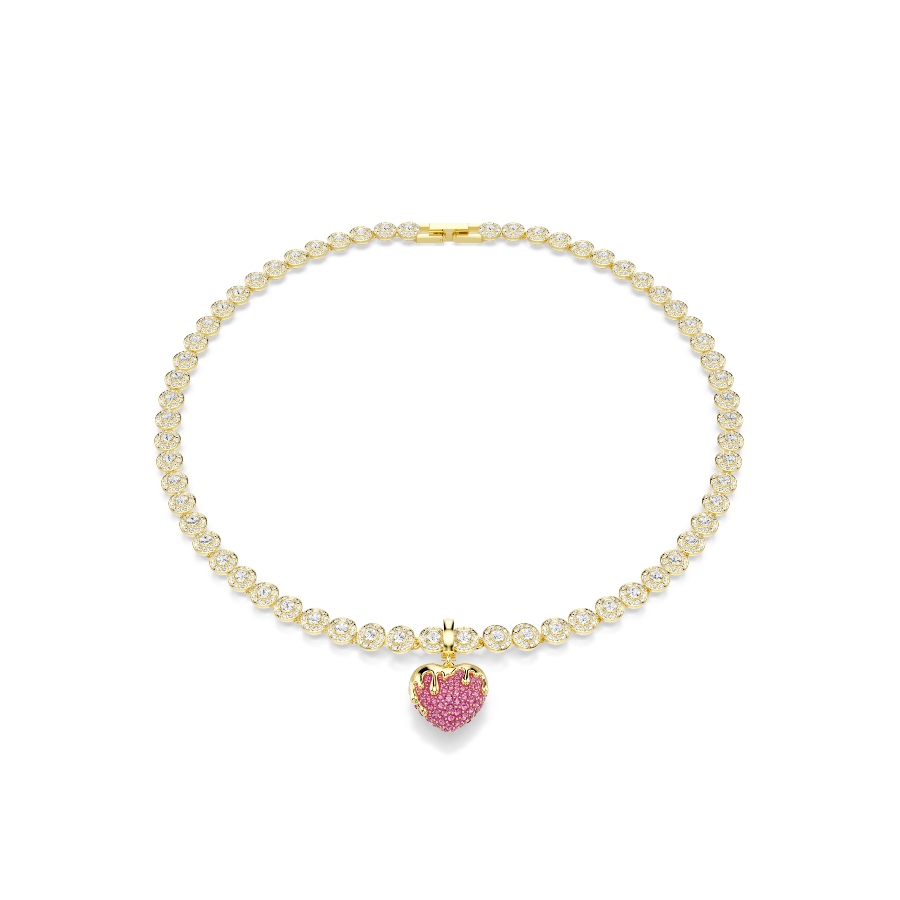 Charm, Круглая огранка, Сердце, розовый, Покрытие оттенка золота Idyllia Swarovski 6