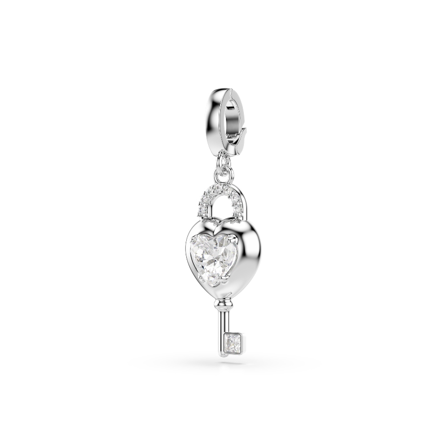 Charm, Разные огранки, белый, Родиевое покрытие Idyllia Swarovski 2