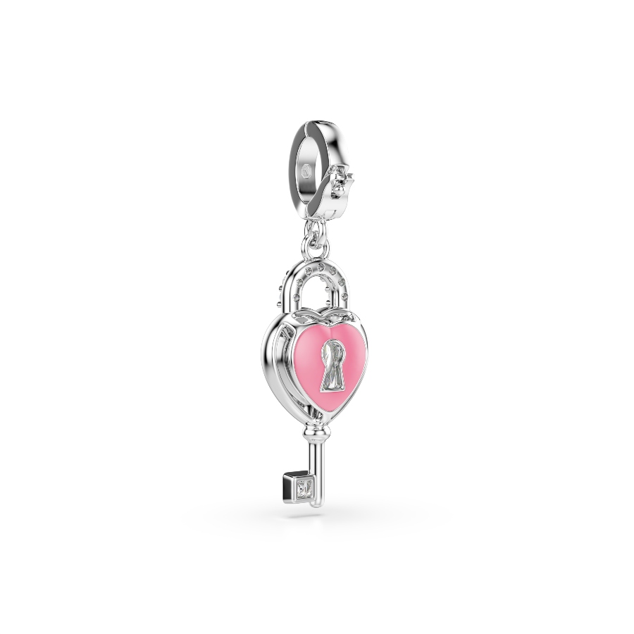 Charm, Разные огранки, белый, Родиевое покрытие Idyllia Swarovski 3