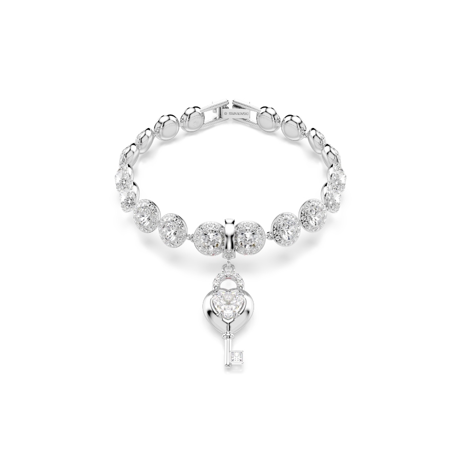Charm, Разные огранки, белый, Родиевое покрытие Idyllia Swarovski 4