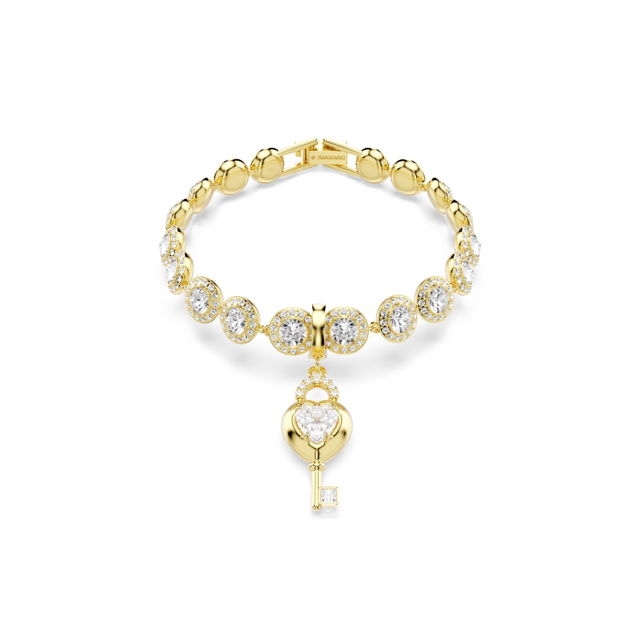 Charm, Разные огранки, белый, Покрытие оттенка золота Idyllia Swarovski 6