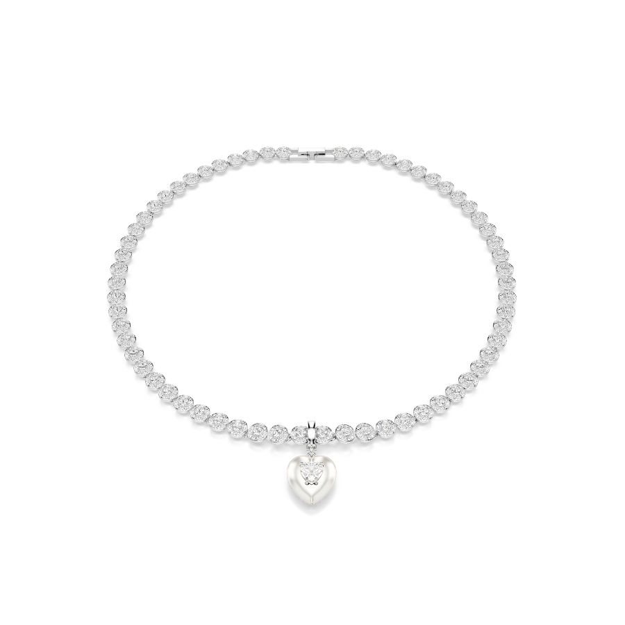 Charm, Сердце, белый, Родиевое покрытие Idyllia Swarovski 4