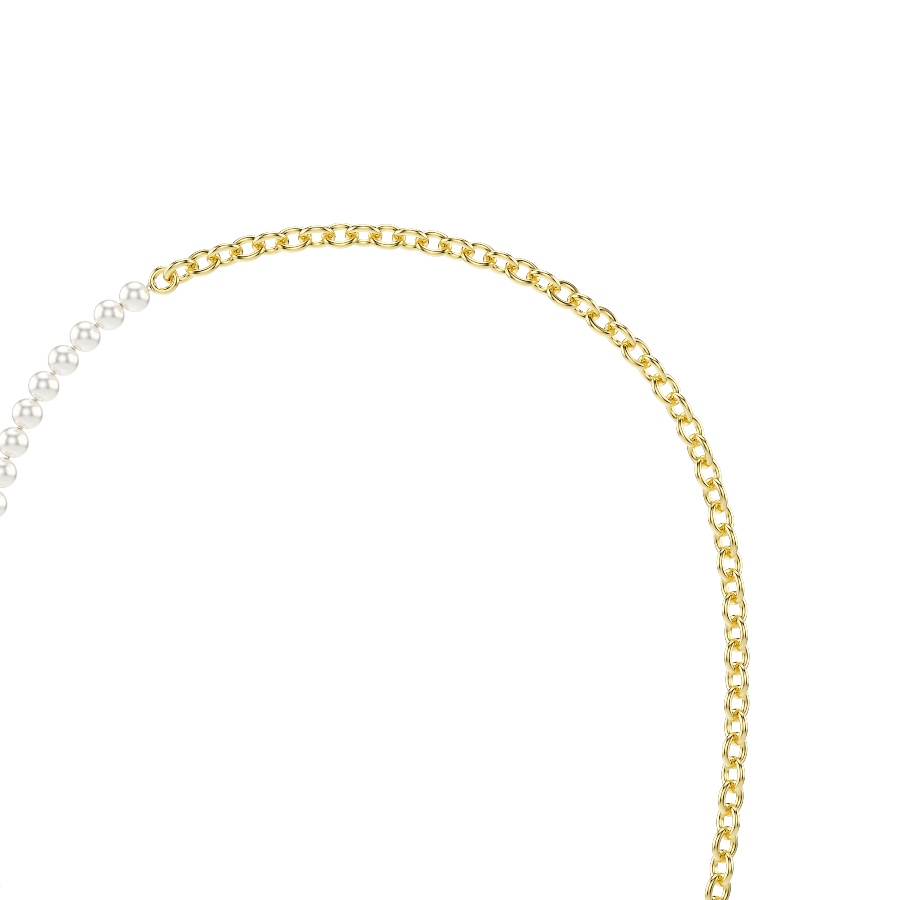 Necklace, Crystal pearl, White, Gold-tone plated Idyllia Swarovski 4